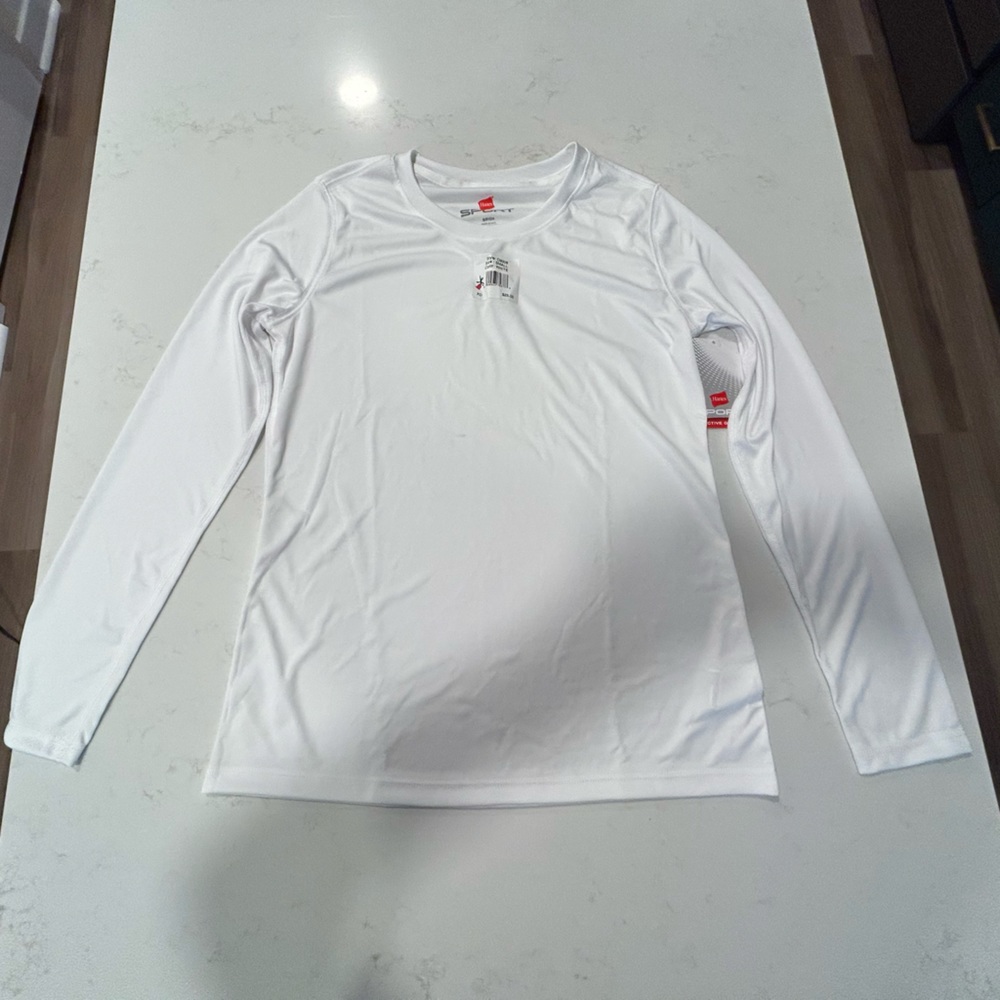Hanes Women Long Sleeve Sport Active Gear Shirt White Size S